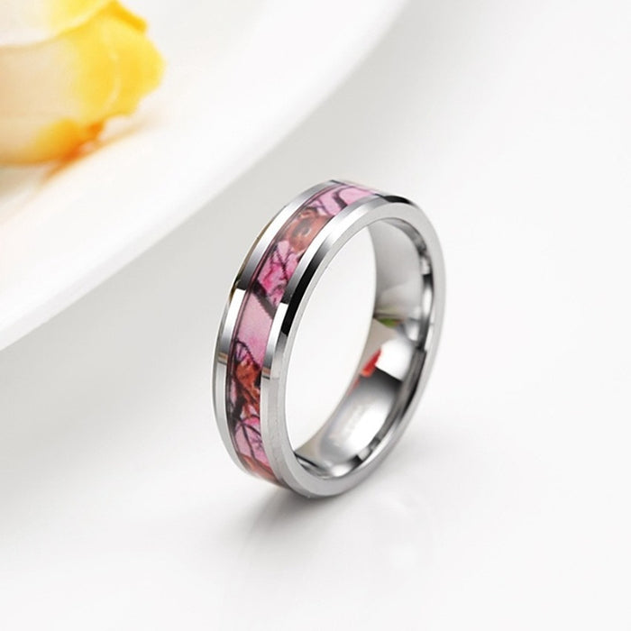 Women's 6mm Camouflage Pink Inlay Tungsten Carbide Ring