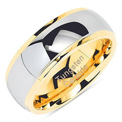 Men's 8mm High Polish Gold and Silver Tungsten Carbide Ring