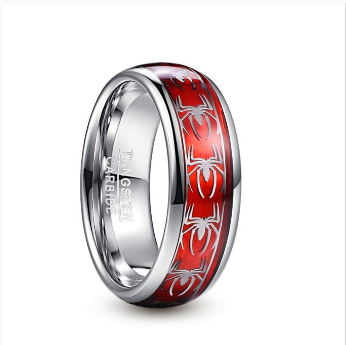Men's 8mm Inlaid Red Opal Spider Tungsten Carbide Ring