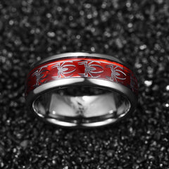 Men's 8mm Inlaid Red Opal Spider Tungsten Carbide Ring