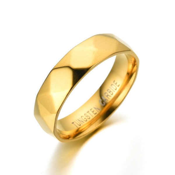 Men's 6mm Geometric Gold Tungsten Carbide Ring