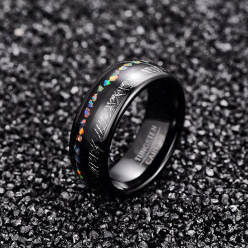 Men's 9mm Black Imitation Vermiculite Tungsten Carbide Ring