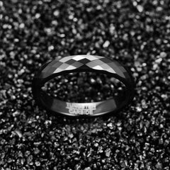 Women's 4mm Gun Metal Hammered Polished Finish Tungsten Carbide Ring