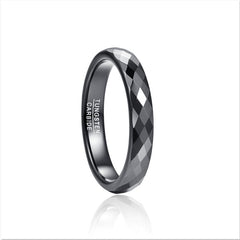 Women's 4mm Gun Metal Hammered Polished Finish Tungsten Carbide Ring