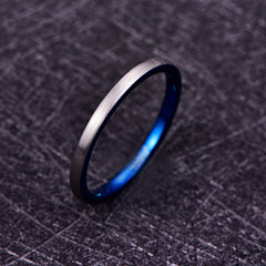 Women's 2mm Brushed Silver and Blue Inner Tungsten Carbide Ring