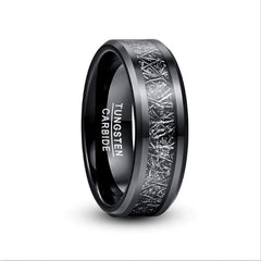 Men's 8mm Inlaid Imitation Vermiculite Black Tungsten Carbide Ring