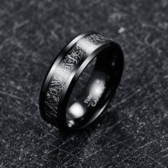 Men's 8mm Inlaid Imitation Vermiculite Black Tungsten Carbide Ring