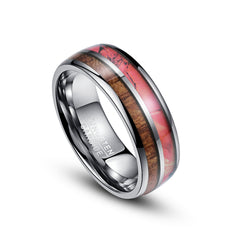 Women's 8mm Pink Shell and Artichoke Veneer Tungsten Carbide Ring