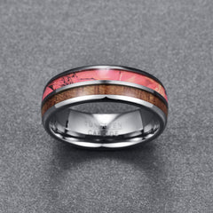 Women's 8mm Pink Shell and Artichoke Veneer Tungsten Carbide Ring