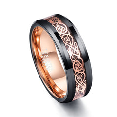 Unisex 8mm Rose Gold Dragon Tungsten Carbide Ring