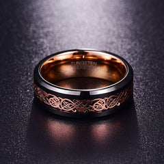 Unisex 8mm Rose Gold Dragon Tungsten Carbide Ring