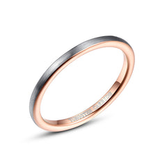 Women's 2mm Brushed Silver Rose Gold Tungsten Carbide Ring