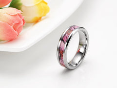 Women's 6mm Camouflage Pink Inlay Tungsten Carbide Ring