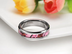 Women's 6mm Camouflage Pink Inlay Tungsten Carbide Ring