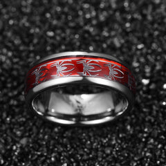 Men's 8mm Inlaid Red Opal Spider Tungsten Carbide Ring