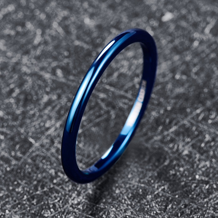 Women's 2mm Blue Polished Tungsten Carbide Ring