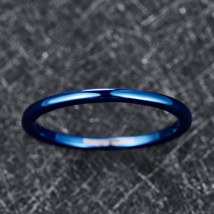 Women's 2mm Blue Polished Tungsten Carbide Ring