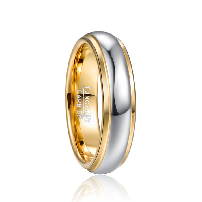 Women's 6mm Dome Polished Gold Tungsten Carbide Ring