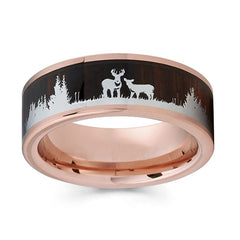 Men's 8mm Hunting Wood Inlay Tungsten Carbide Ring