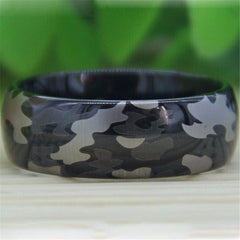 Men's 8mm Dome Camouflage Tungsten Carbide Ring