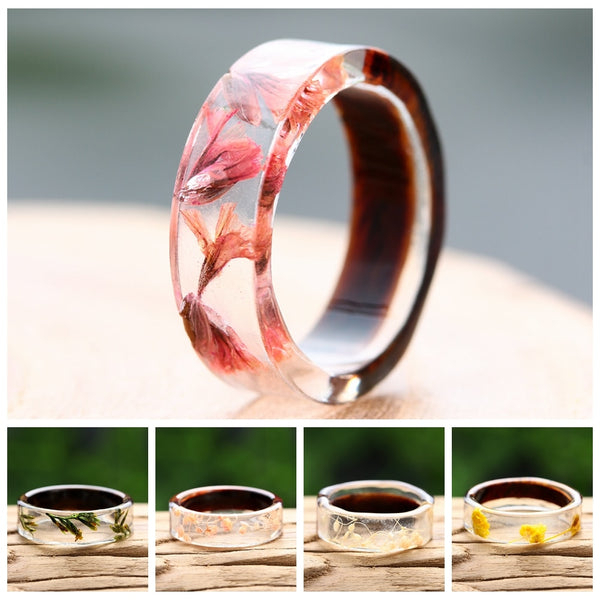 Women's 6mm 'Natural Suspension' Wood and Acetate Acrylic Ring