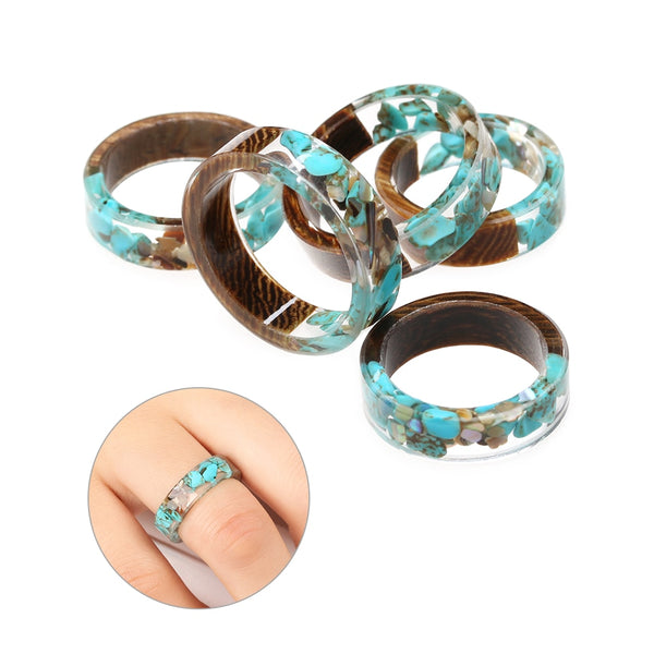 Women's 6.5mm 'Coral Reef' Zebra Wood and Acetate Acrylic Ring