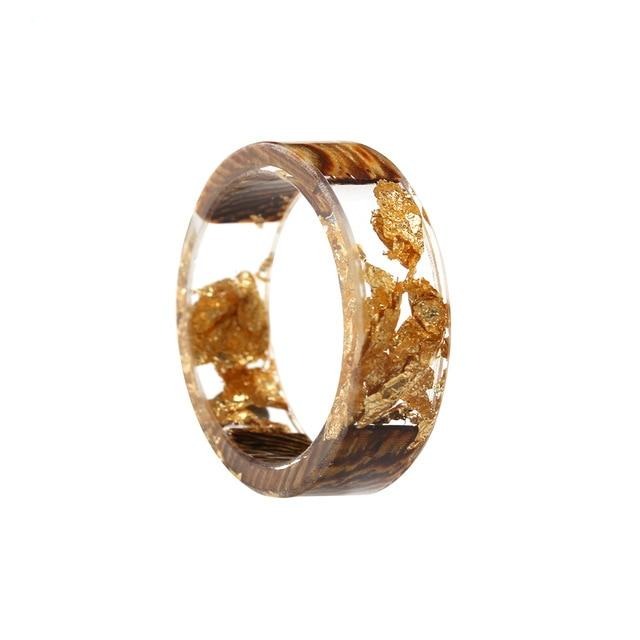 Women's 6.5mm 'Coral Reef' Zebra Wood and Acetate Acrylic Ring