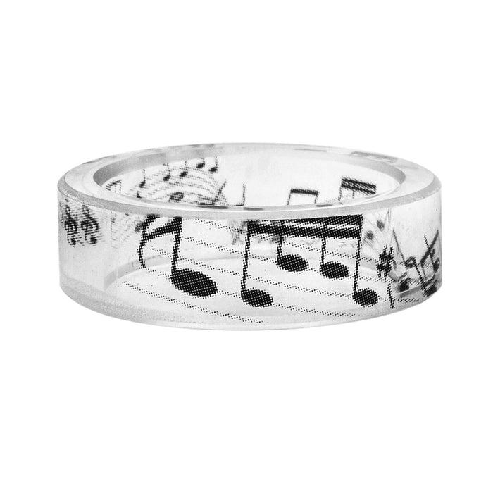 Women's 6.5mm 'Musical Notes' Clear Acetate Acrylic Ring