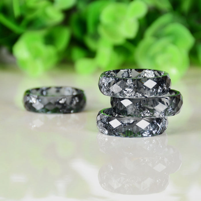 Women's 'Flowers in Suspension' Rhombus Cut Acetate Acrylic Ring