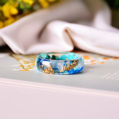 Women's 'Infinity | Blue Leaves' Acetate Acrylic Ring