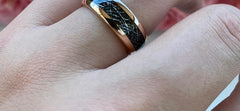 Men's 8mm Black Meteorite Inlay Rose Gold Tungsten Carbide Ring