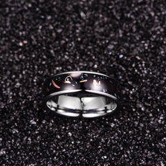 Men's 8mm Copper Shavings Black Opal Inlay Tungsten Carbide Ring