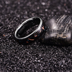 Men's 8mm Copper Shavings Black Opal Inlay Tungsten Carbide Ring