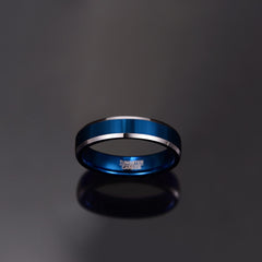 Women's 6mm Frosted Blue Tungsten Carbide Ring