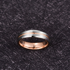 Women's 6mm Frosted Silver Inner Rose Gold Tungsten Carbide Ring