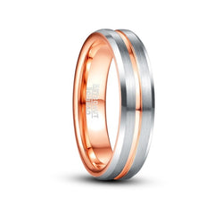 Women's 6mm Frosted Silver Inner Rose Gold Tungsten Carbide Ring