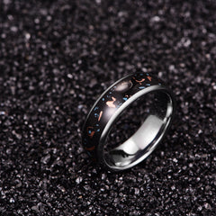 Men's 8mm Copper Shavings Black Opal Inlay Tungsten Carbide Ring