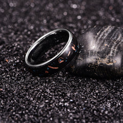 Men's 8mm Copper Shavings Black Opal Inlay Tungsten Carbide Ring