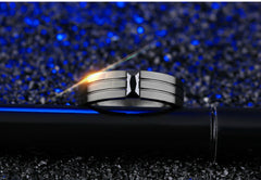 Men's 8mm Black CZ Parallel Groove Black Tungsten Carbide Ring