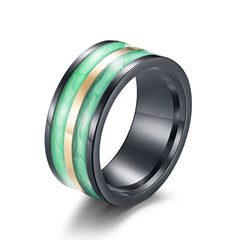 Men's 10mm Gold and Abalone Inlay Titanium Ring