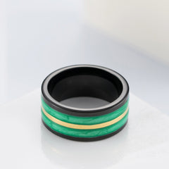 Men's 10mm Gold and Abalone Inlay Titanium Ring