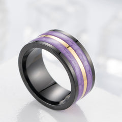 Men's 10mm Gold and Abalone Inlay Titanium Ring