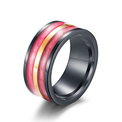 Men's 10mm Gold and Abalone Inlay Titanium Ring