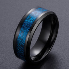 Men's 8mm Blue Stone Inlay Titanium Ring