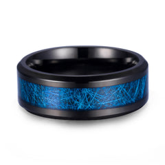 Men's 8mm Blue Stone Inlay Titanium Ring