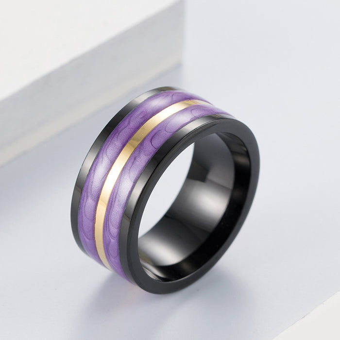 Men's 10mm Gold and Abalone Inlay Titanium Ring