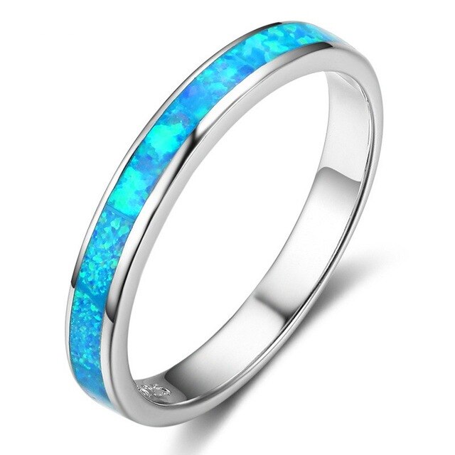 Women's 4mm Inlay Opal Tungsten Carbide Ring
