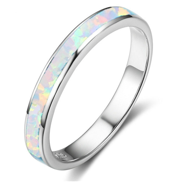 Women's 4mm Inlay Opal Tungsten Carbide Ring