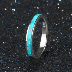 Women's 4mm Inlay Opal Tungsten Carbide Ring