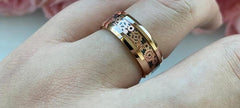 Men's 6mm Inlaid Rose Gold Gear Rose Gold Tungsten Carbide Ring